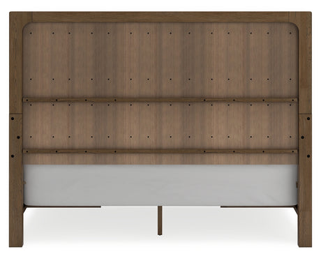 Cabalynn King Panel Bed with Storage with Mirrored Dresser in Light Brown from Ashley - Luna Furniture