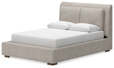 Cabalynn Queen Upholstered Bed with Mirrored Dresser in Light Brown from Ashley Furniture - Luna Furniture