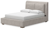 Cabalynn Queen Upholstered Bed with Mirrored Dresser in Light Brown from Ashley Furniture - Luna Furniture