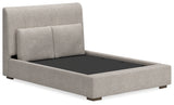 Cabalynn Queen Upholstered Bed with Mirrored Dresser in Light Brown from Ashley Furniture - Luna Furniture
