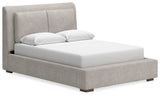 Cabalynn Light Brown Queen Upholstered Platform Bed from Ashley Furniture - Luna Furniture