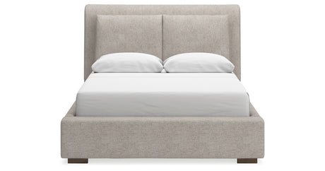 Cabalynn Queen Upholstered Bed with Mirrored Dresser, Chest and 2 Nightstands in Light Brown from Ashley Furniture - Luna Furniture