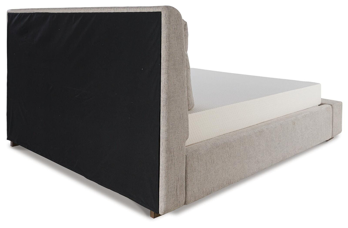 Cabalynn Light Brown King Upholstered Platform Bed from Ashley Furniture - Luna Furniture