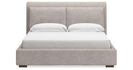 Cabalynn California King Upholstered Bed with Chest and Nightstand in Light Brown from Ashley Furniture - Luna Furniture