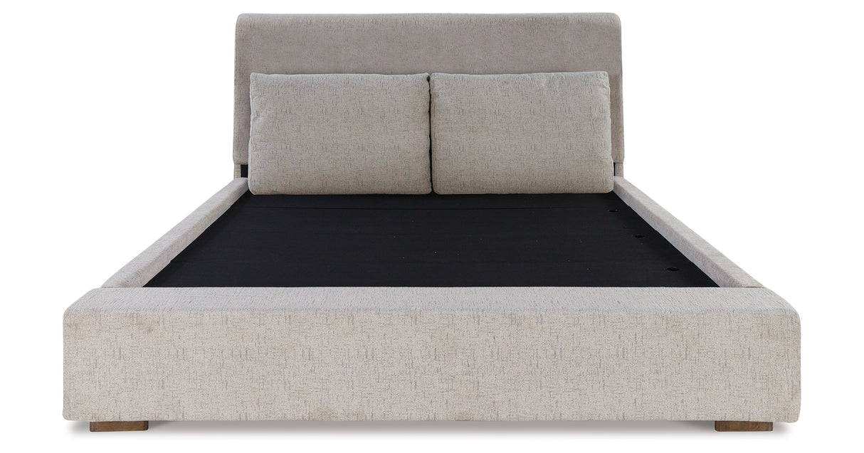 Cabalynn Light Brown King Upholstered Platform Bed from Ashley - Luna Furniture