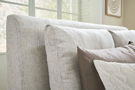 Cabalynn King Upholstered Bed with Mirrored Dresser in Light Brown from Ashley - Luna Furniture