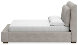 Cabalynn California King Upholstered Bed with Mirrored Dresser in Light Brown from Ashley - Luna Furniture
