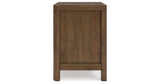 Cabalynn Queen Panel Bed with Storage with Mirrored Dresser and Nightstand in Light Brown from Ashley Furniture - Luna Furniture