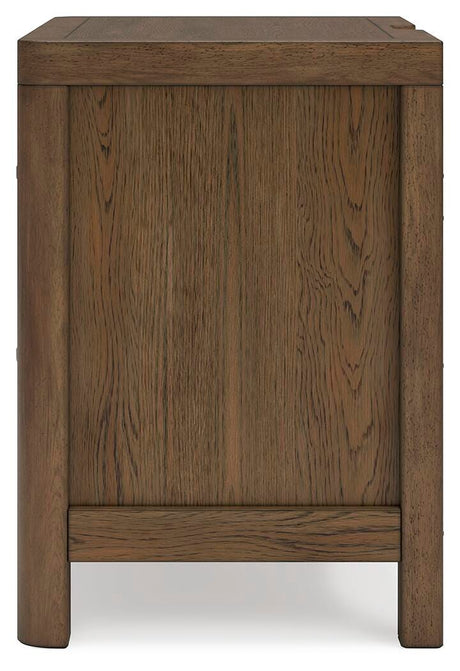 Cabalynn Light Brown Queen Panel Bed with Storage with Mirrored Dresser and 2 Nightstands from Ashley - Luna Furniture