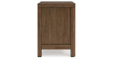 Cabalynn California King Panel Bed with Storage with Mirrored Dresser and Nightstand in Light Brown from Ashley Furniture - Luna Furniture