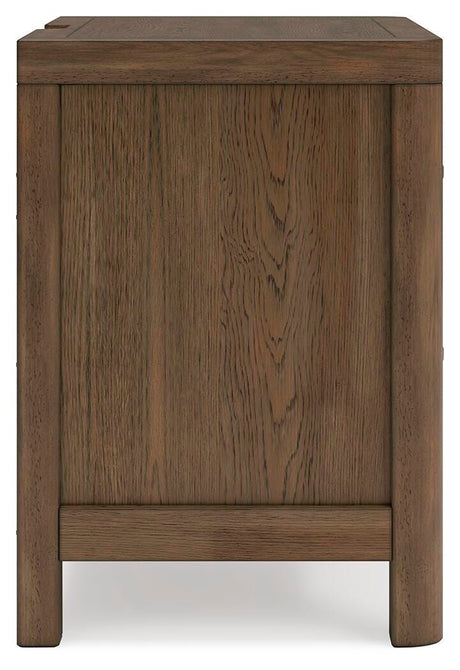 Cabalynn Light Brown Queen Panel Bed with Storage with Mirrored Dresser and 2 Nightstands from Ashley - Luna Furniture