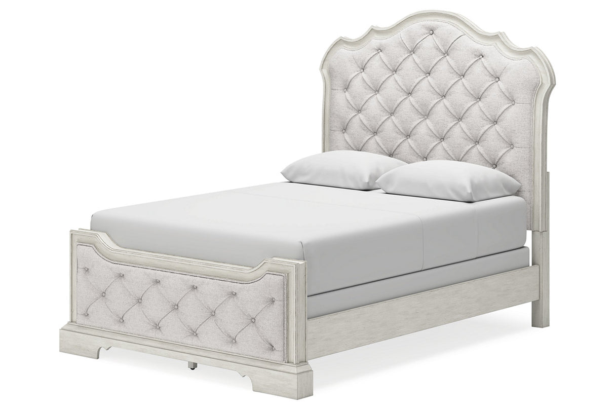 Arlendyne Antique White Queen Upholstered Panel Bed from Ashley - Luna Furniture