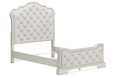 Arlendyne Antique White Queen Upholstered Panel Bed from Ashley - Luna Furniture