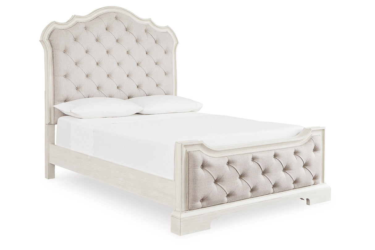 Arlendyne Antique White Queen Upholstered Panel Bed from Ashley - Luna Furniture