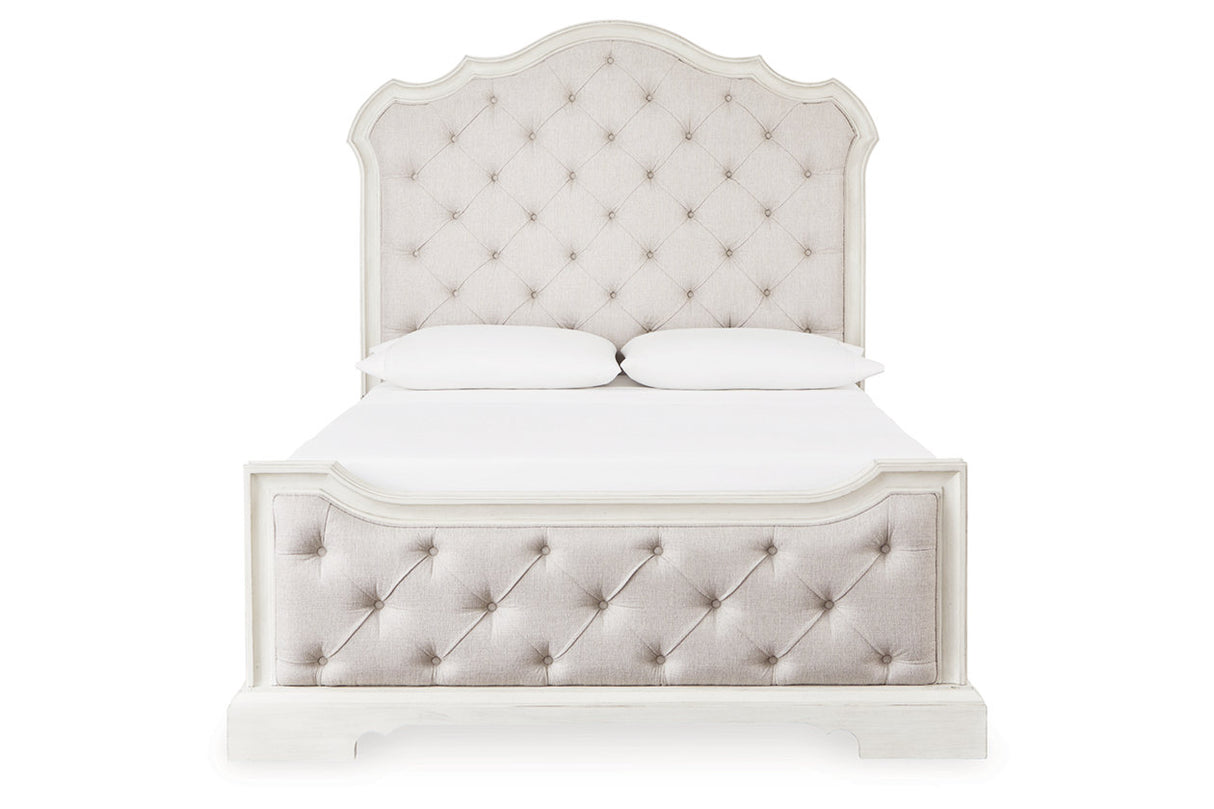 Arlendyne Antique White Queen Upholstered Panel Bed from Ashley - Luna Furniture