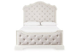 Arlendyne Antique White Queen Upholstered Panel Bed from Ashley - Luna Furniture