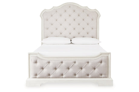 Arlendyne Antique White Queen Upholstered Panel Bed from Ashley - Luna Furniture