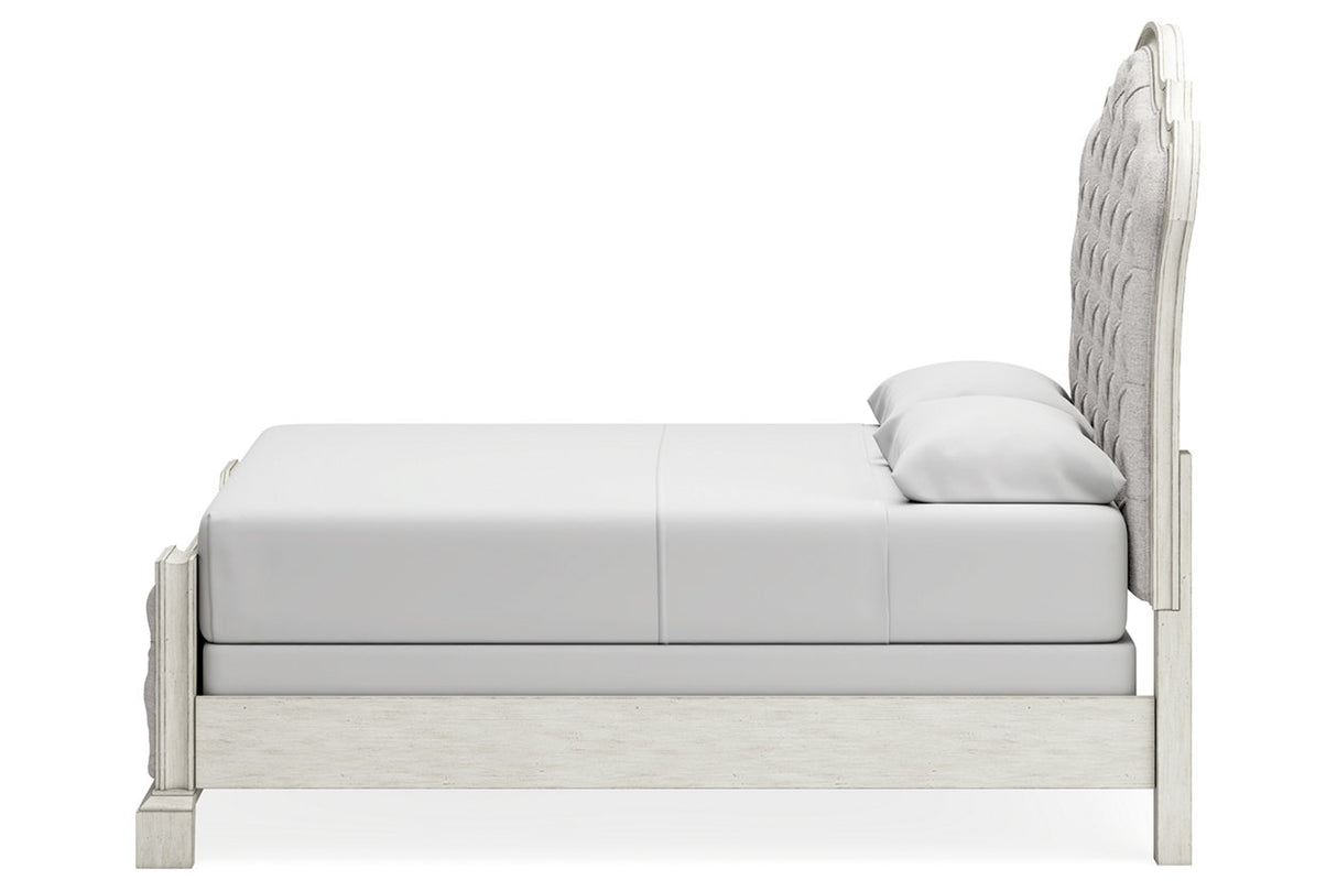 Arlendyne Antique White Queen Upholstered Panel Bed from Ashley - Luna Furniture