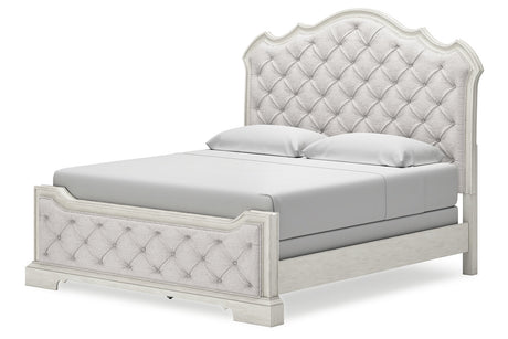 Arlendyne Antique White King Upholstered Panel Bed from Ashley - Luna Furniture