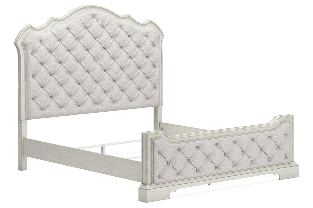 Arlendyne Antique White King Upholstered Panel Bed from Ashley - Luna Furniture
