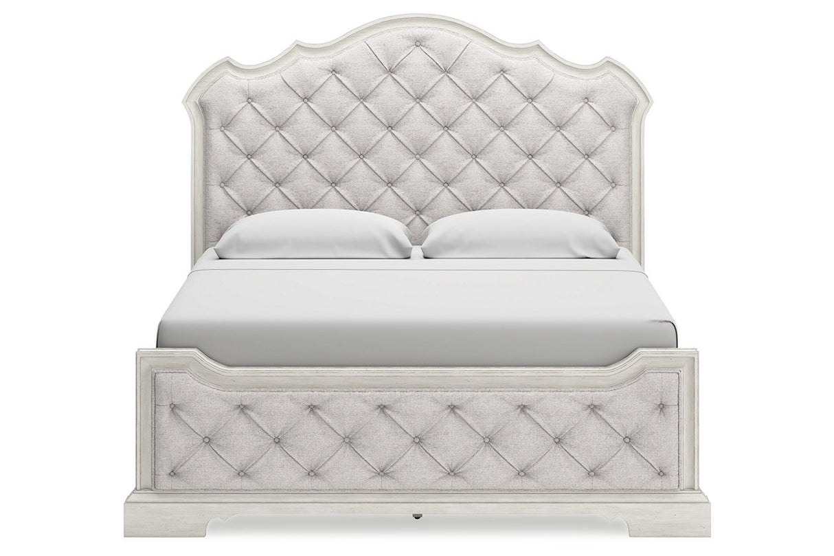 Arlendyne Antique White King Upholstered Panel Bed from Ashley - Luna Furniture