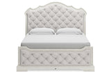 Arlendyne Antique White King Upholstered Panel Bed from Ashley - Luna Furniture
