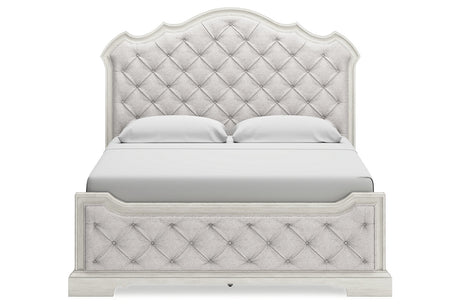 Arlendyne Antique White King Upholstered Panel Bed from Ashley - Luna Furniture