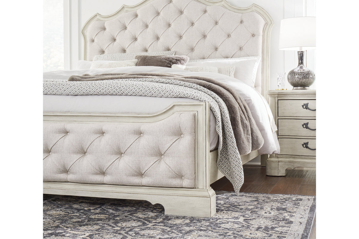 Arlendyne Antique White California King Upholstered Panel Bed from Ashley - Luna Furniture