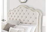 Arlendyne Antique White King Upholstered Panel Bed from Ashley - Luna Furniture