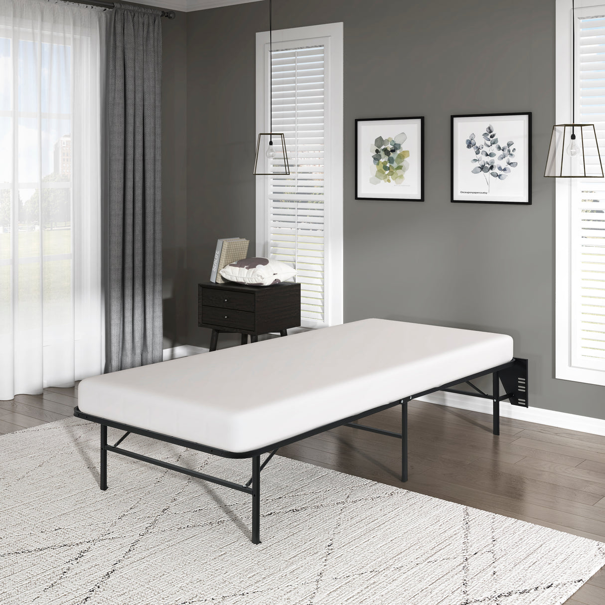 BF-1MT-Q Queen Foldable Metal Platform Bed Frame, Toolless from Homelegance - Luna Furniture