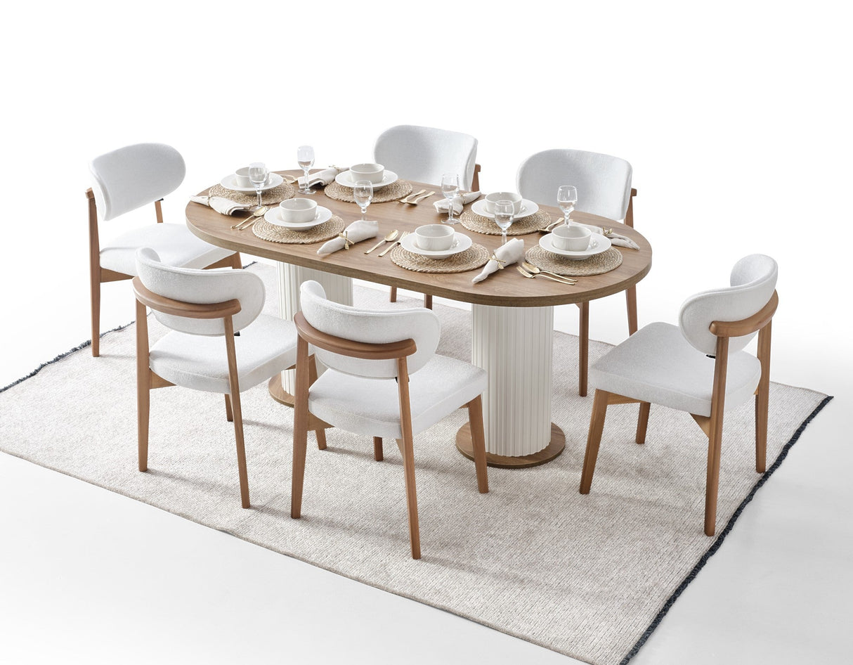 Bohem Diningroom (Consol With Mirror & Dining Table & 6 Dining Chair) from Furnia - Luna Furniture