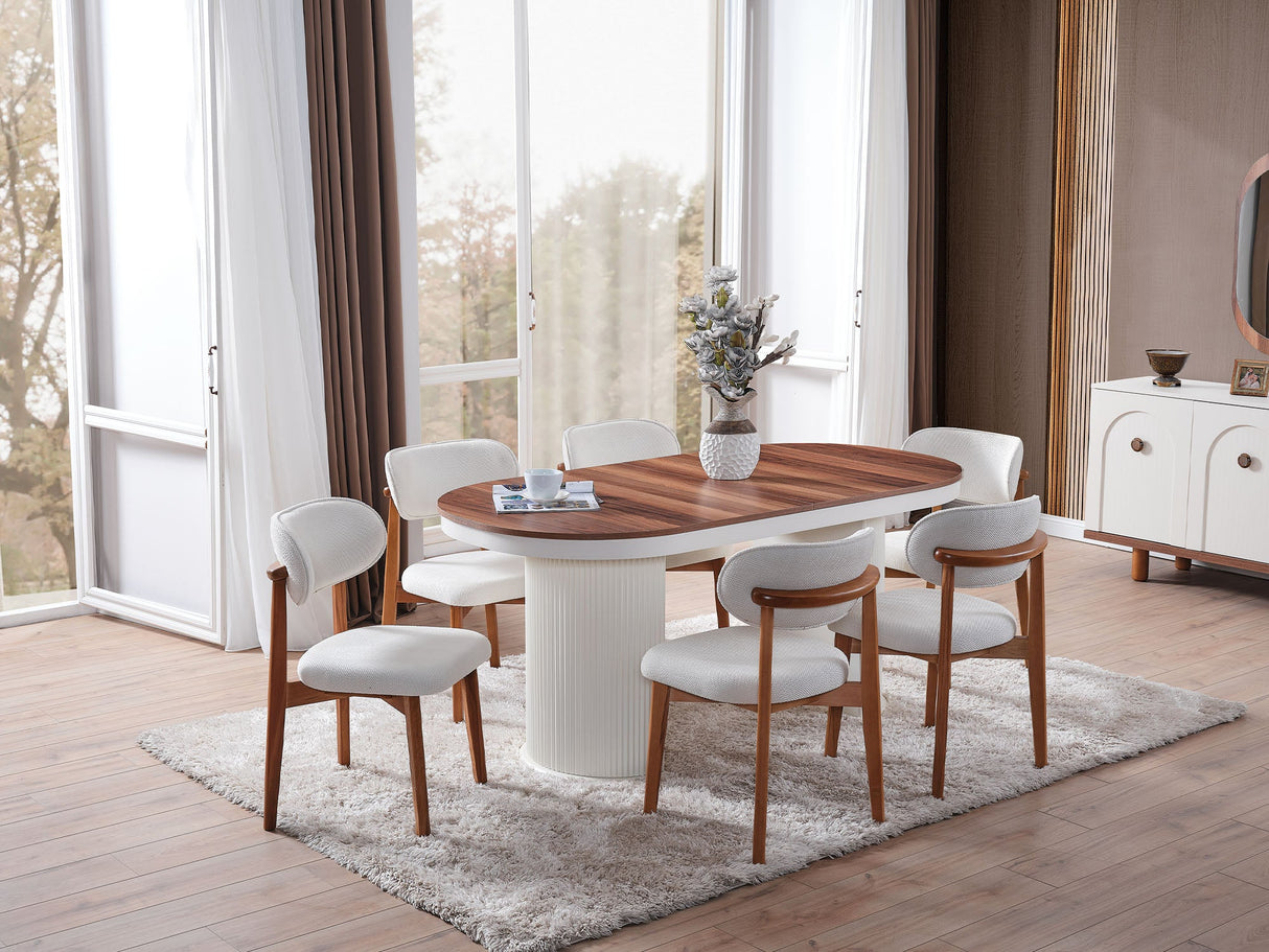 Bahama Dining Room Set (Consol With Mirror & Dining Table & 6 Dining Chair) from Furnia - Luna Furniture