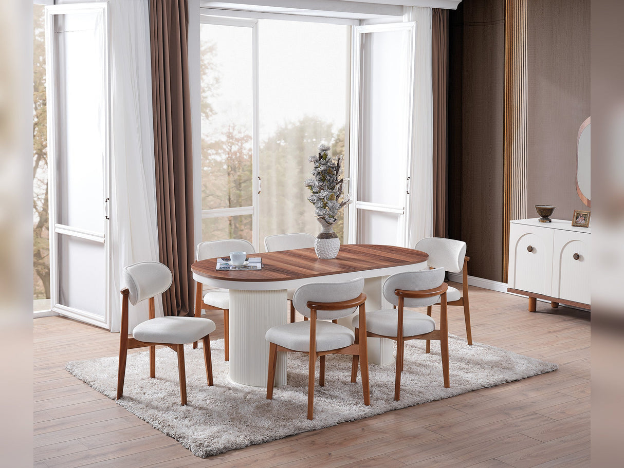 Bahama Diningroom (Consol With Mirror & Dining Table & 6 Dining Chair) from Furnia - Luna Furniture