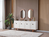 Bahama Diningroom (Consol With Mirror & Dining Table & 6 Dining Chair) from Furnia - Luna Furniture