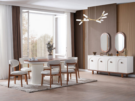 Bahama Dining Room Set (Consol With Mirror & Dining Table & 6 Dining Chair) from Furnia - Luna Furniture