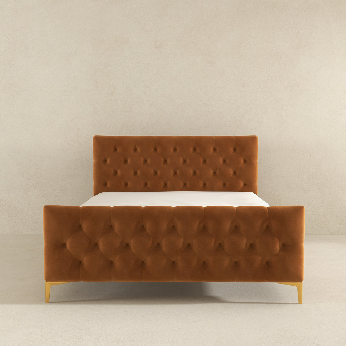 Bailey Cognac Velvet Queen Bed from Midinmod - Luna Furniture