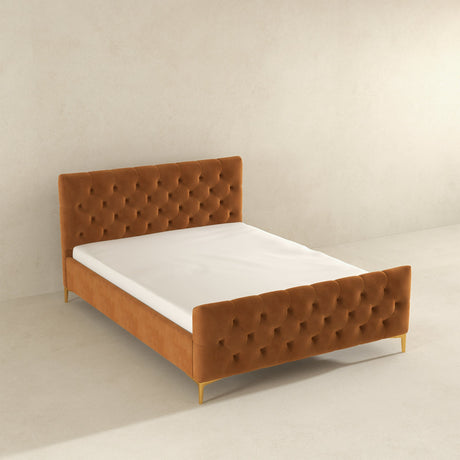 Bailey Cognac Velvet Queen Bed from Midinmod - Luna Furniture