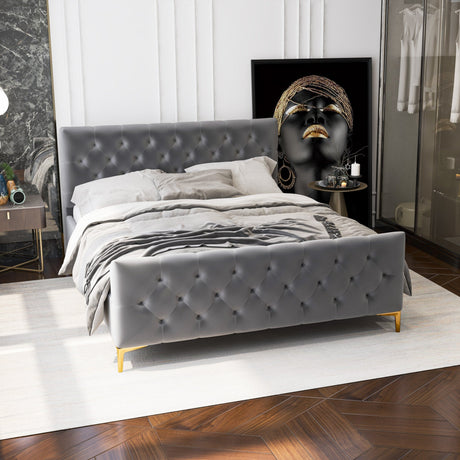 Bailey Dark Grey Velvet Queen Bed from Midinmod - Luna Furniture