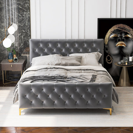 Bailey Dark Grey Velvet Queen Bed from Midinmod - Luna Furniture