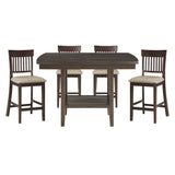 Balin Dark Brown 5-Piece Slat Back Counter Height Set from Homelegance - Luna Furniture