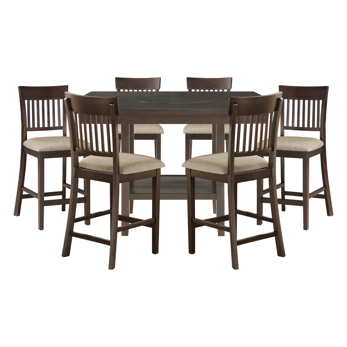 Balin Dark Brown 7-Piece Slat Back Counter Height Set from Homelegance - Luna Furniture