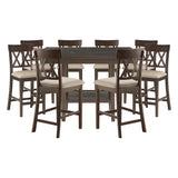 Balin Dark Brown 9-Piece Double X-Back Counter Height Set from Homelegance - Luna Furniture