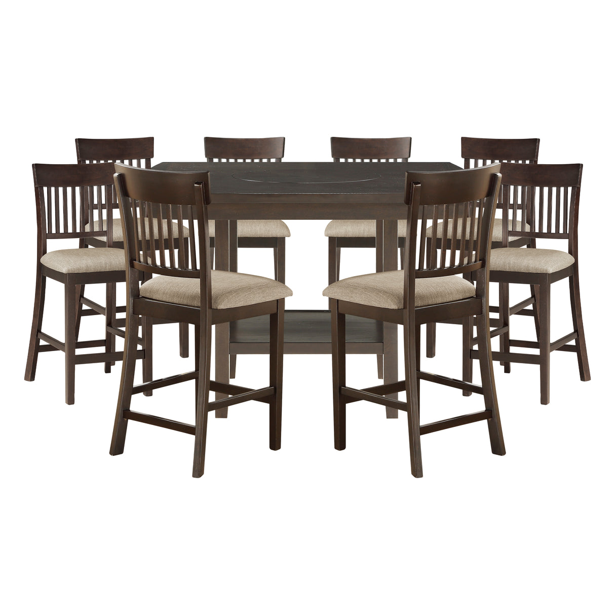 Balin Dark Brown 9-Piece Slat Back Counter Height Set from Homelegance - Luna Furniture