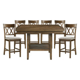 Balin Light Oak 7-Piece Double X-Back Counter Height Set from Homelegance - Luna Furniture