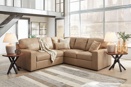 Bandon Toffee Leather 2-Piece RAF Sectional from Ashley - Luna Furniture