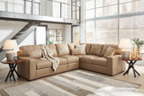 Bandon Toffee Leather 3-Piece RAF Sectional from Ashley Furniture - Luna Furniture