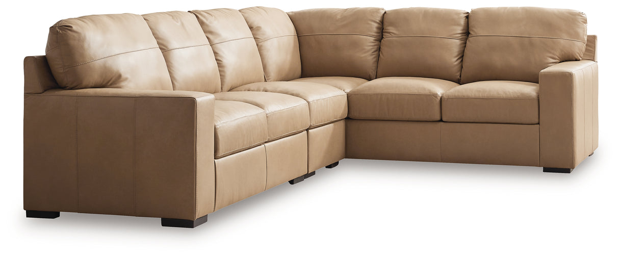 Bandon Toffee Leather 3-Piece RAF Sectional from Ashley Furniture - Luna Furniture