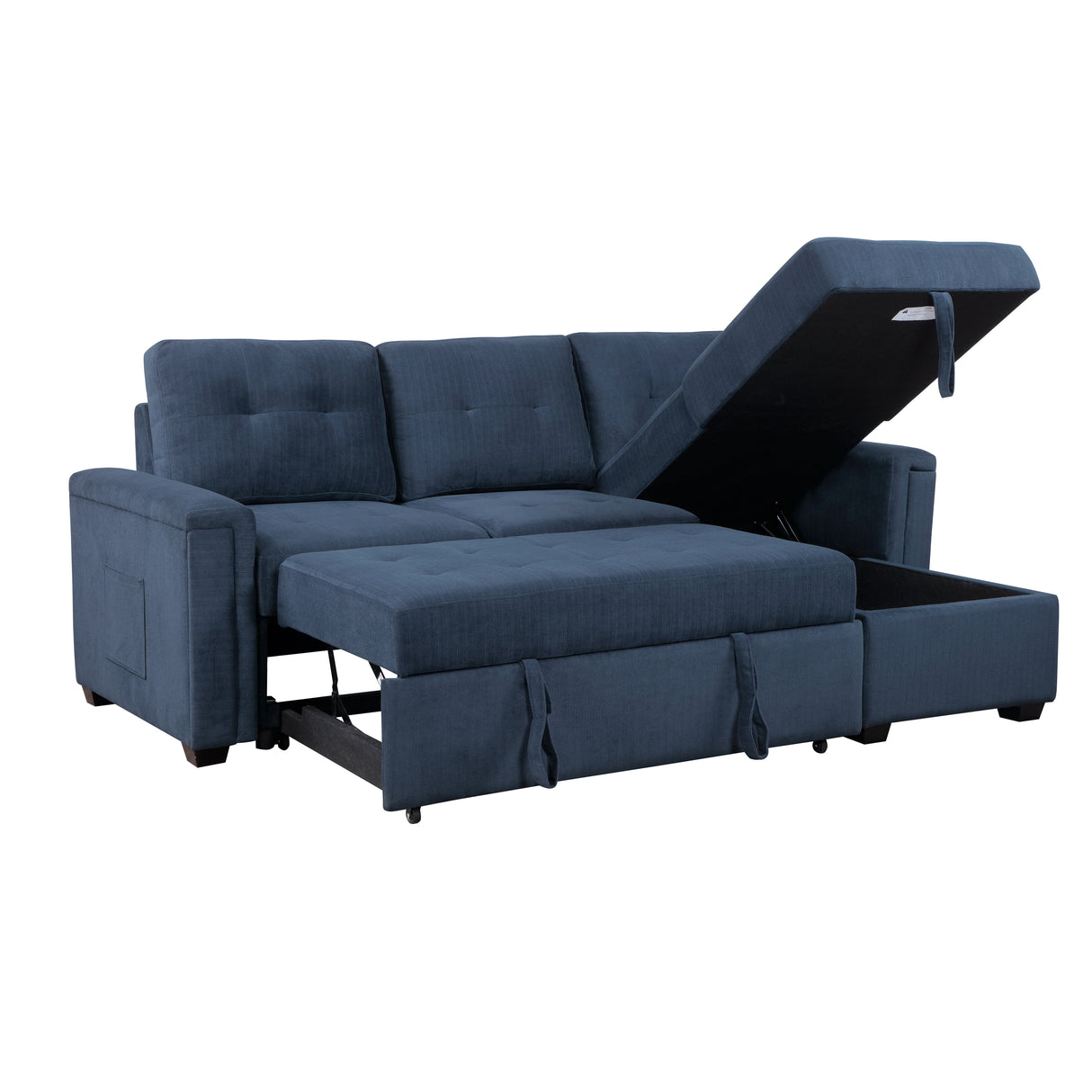 Barbara Navy Reversible Sectional with Hidden Storage and Pull-out Bed from Homelegance - Luna Furniture