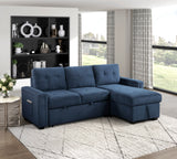 Barbara Navy Reversible Sectional with Hidden Storage and Pull-out Bed from Homelegance - Luna Furniture