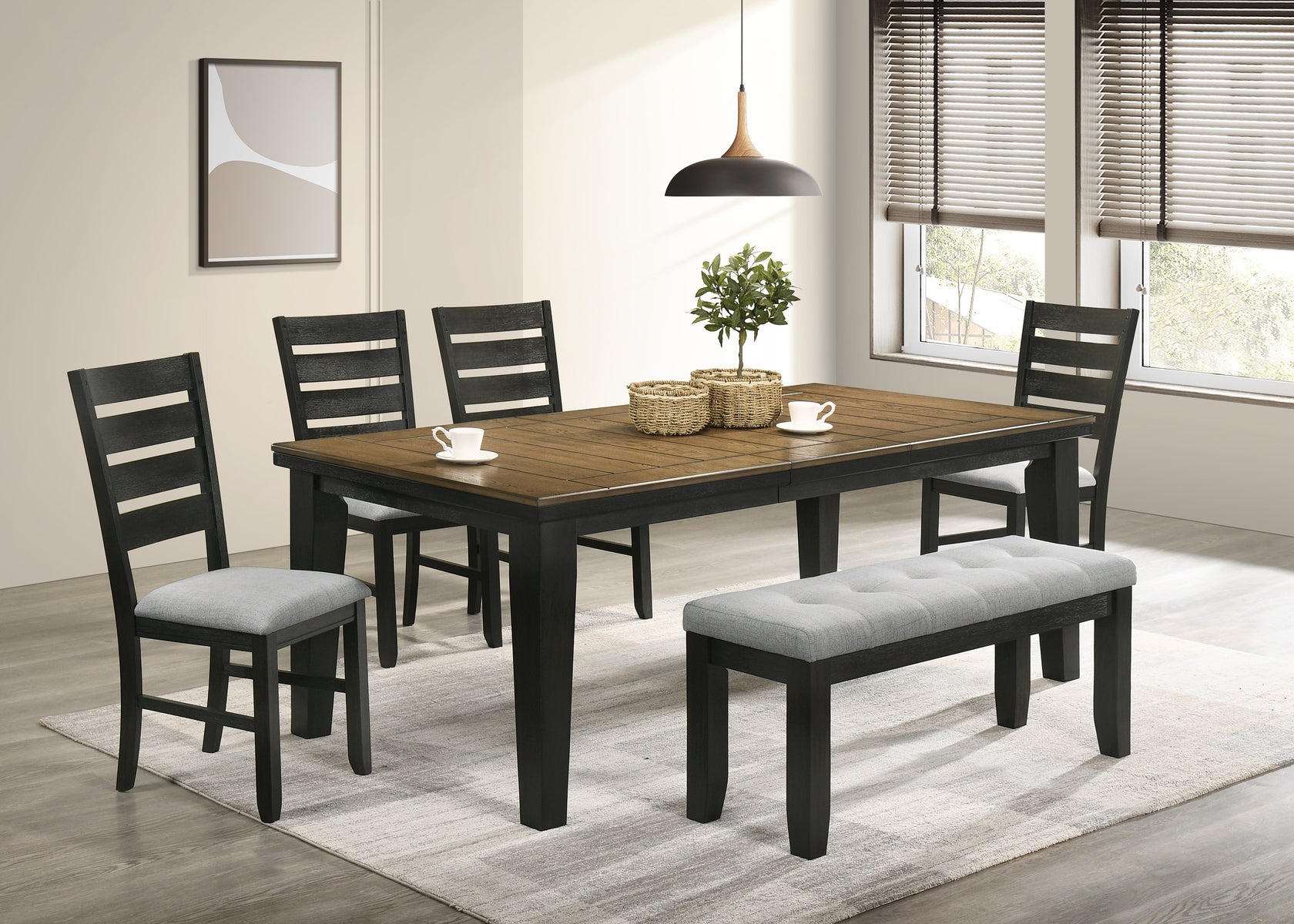 Bardstown Charcoal/Wheat Extendable Dining Set from Crown Mark - Luna Furniture